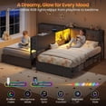 thumbnail image 2 of Twin Daybed with Storage Bookcase Divider and 2 Drawers, Double Twin Platform Bed Frame with Charging Station and Headboard, Corner Bed Frame for 2 Teens, Black, 2 of 8