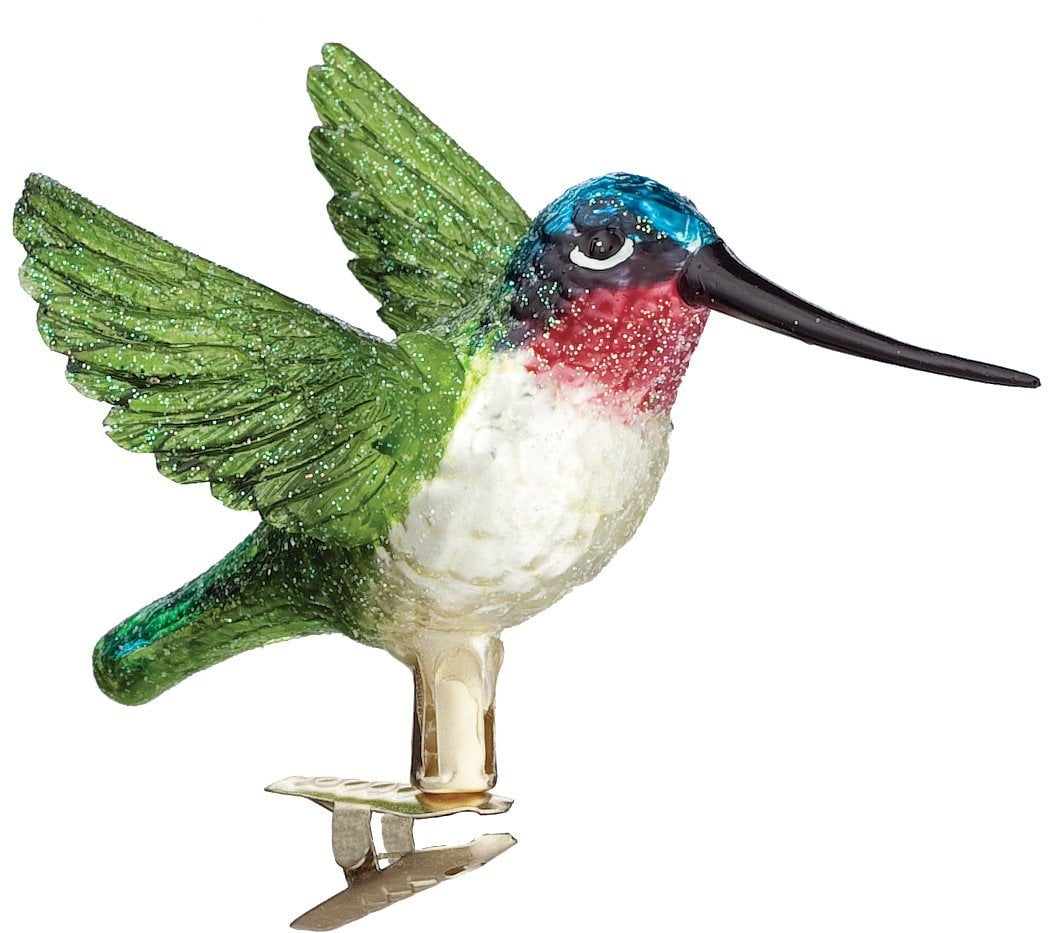 Glass hummingbird clip ornament made in the US.