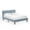 Blue, variant on East West Furniture FNF-08-Q Platform Queen Size Bed - Mist Beige Linen Fabric Upholestered Bed Headboard with Button Tufted Trim Design - Black Legs