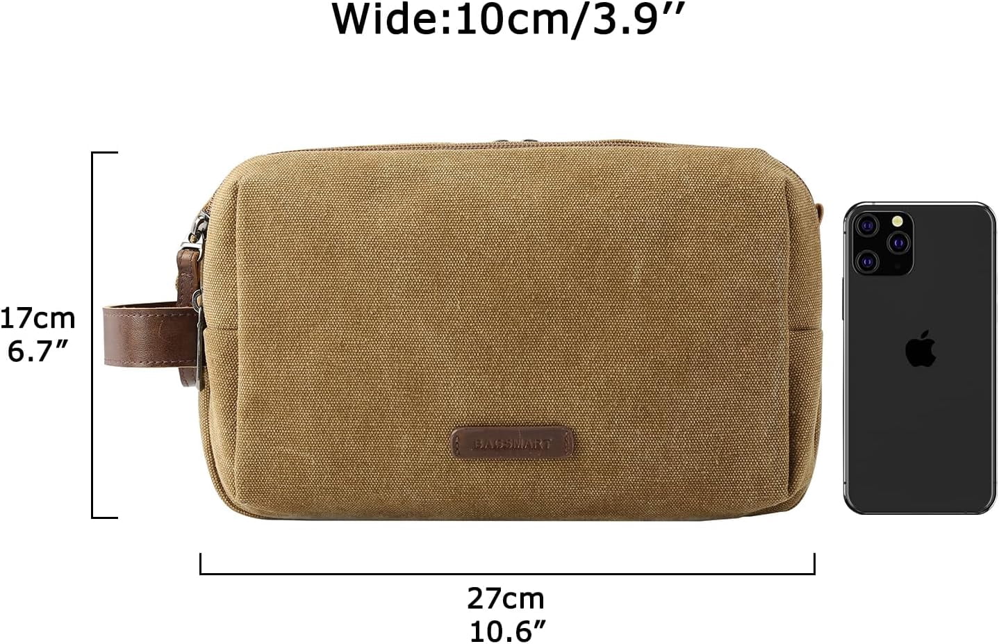 Toiletry Bag for Men, Canvas Travel Toiletry Organizer Dopp Kit Water-resistant Shaving Bag for Toiletries Accessories,Grey-Medium