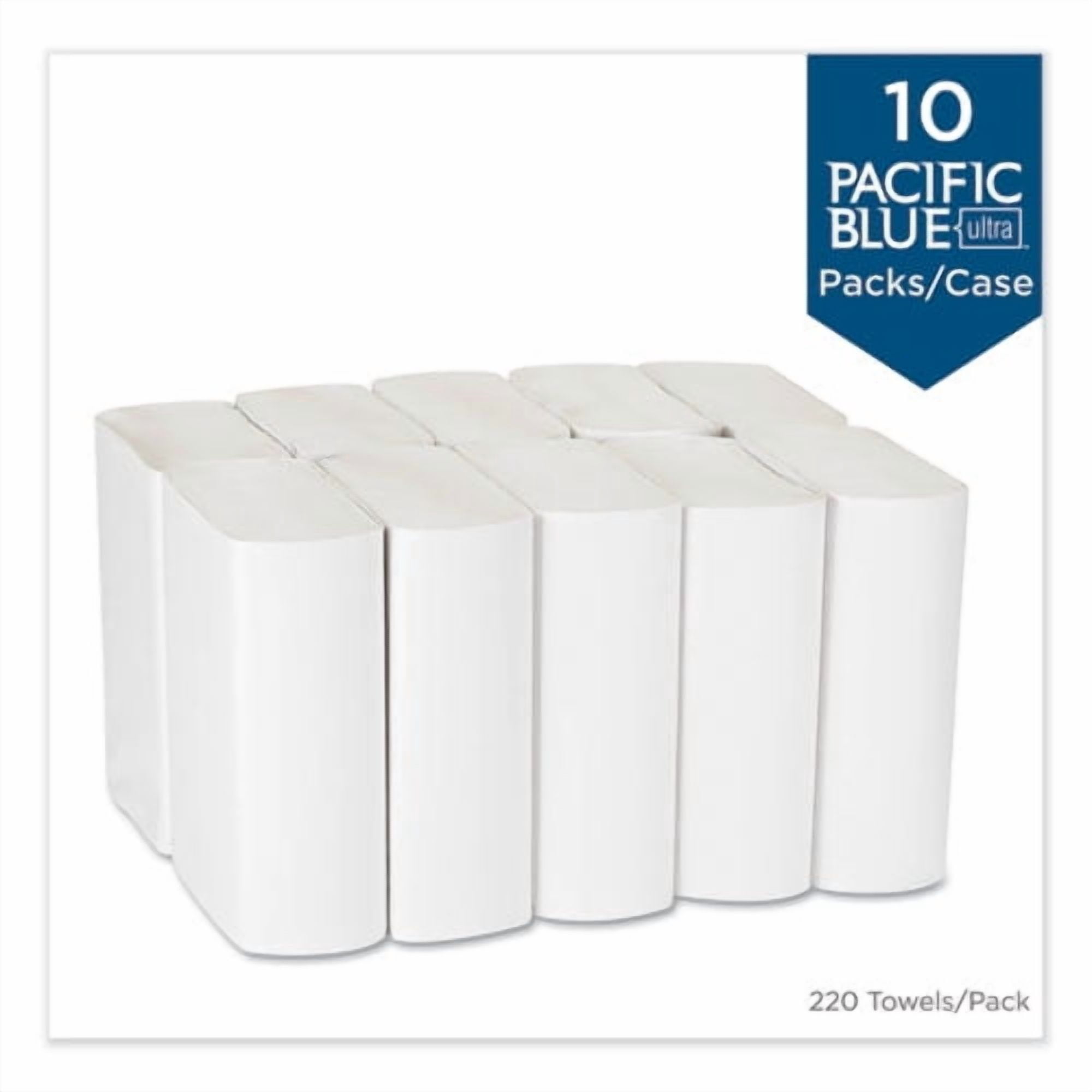 Pacific Blue Ultra Folded Paper Towels, 1-Ply, 10.2 x 10.8, White, 220/Pack, 10 Packs/Carton | Bundle of 2