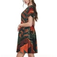 thumbnail image 2 of Honeii Colorful Reptile And Leaves Print Women’s Short Sleeve Dress, Comfortable Casual Dress, Soft Polyester Spandex Blend, Stylish Everyday Wear for Summer, Perfect for Travel and Vacation, 2 of 6