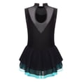 thumbnail image 5 of inlzdz Girls Sleeveless Mesh Splice Figure Ice Skating Dress Sparkle Ballet Dnace Lyrical Dress Blue Green 10, 5 of 7