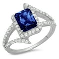 thumbnail image 3 of 1.935 ct Emerald Cut Simulated Tanzanite with Simulated Diamond Halo Accents 14K White Gold Womens Engagement Ring, 3 of 4