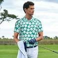 thumbnail image 6 of Vsdgher Green Baseball Print Men's Short Sleeve Stretch Polo Shirt, Moisture-Wicking Performance Polo Shirt, 6 of 8