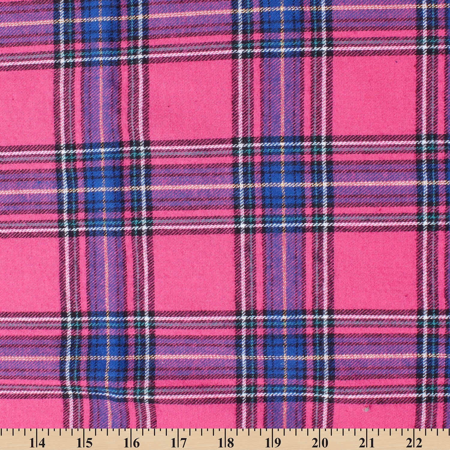 Flannel Brushed Hypoallergenic Cotton Metallic Tartan Plaid Geometric #13 Yarn Dyed Fabric By The Yard To Sew Apparel, Accessories, & Décor - Hot Pink / Royal Blue (5 Yards)