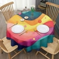 thumbnail image 3 of Colorful Tie Dye Mountain Pattern Round Tablecloth 60"x60",Wrinkle Wipeable Table Cloth for Kitchen Dining Room Picnic Patio Party, 3 of 6