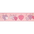 thumbnail image 2 of Coeurs Blancs Rouges Violets Suspendus sur du Fil Rose Papier Peint Bord Design Rétro, Rouleau 15' x 6", 2 of 3