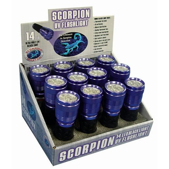 Scorpion 14 LED Black/Purple LED UV Flashlight AAA Battery