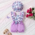 thumbnail image 2 of kpoplk Toddler Baby Girl Outfits Floral Summer Clothes Waffle Sleeveless Tops Ruffle Shorts Cute Infant Spring Clothes Set Size 9-12 Months,Purple, 2 of 8