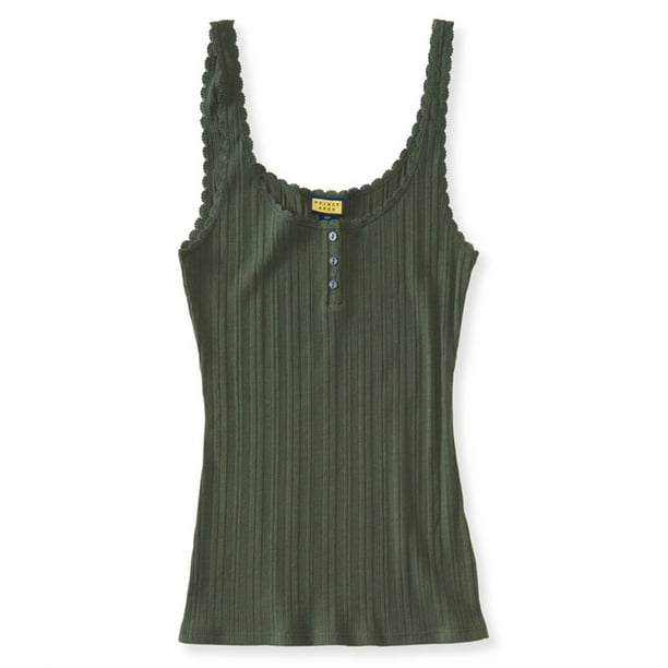 Camiseta sin mangas Aeropostale Henley para Mujer Verde Grande