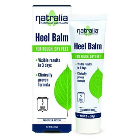 Natralia Heel Balm, 2 Ounce Tube - Smoothes & Softens Dry, Cracked Heels & Feet with Shea Butter, Rosemary Oil, Safflower Oil, Aloe Vera, Vitamin E & (Best Medicine For Cracked Feet)