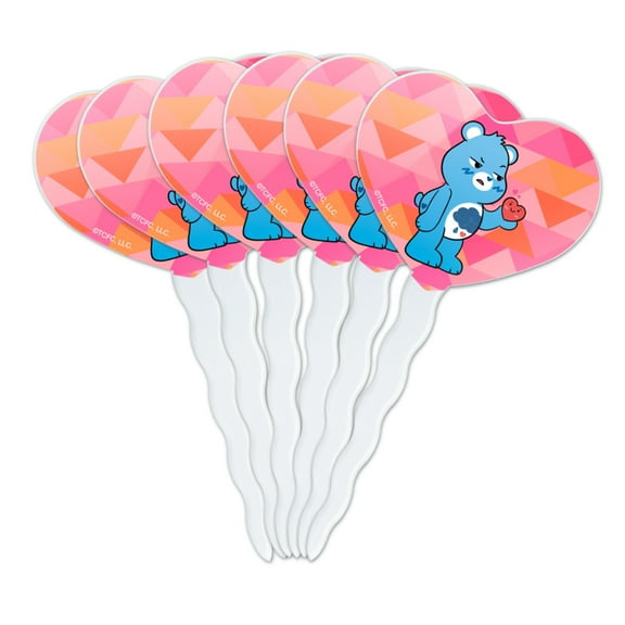 Care Bears: Unlock the Magic Grumpy Bear Heart Love Cupcake Picks Toppers Decoration Set of 6