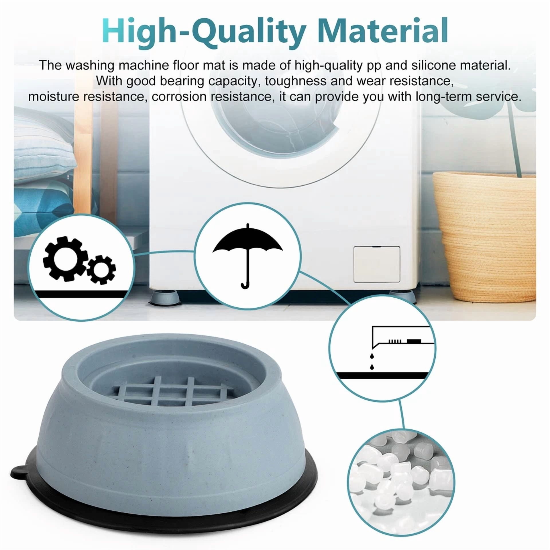 8Pc Anti Vibration Washing Machine Mats Support Anti-Slip Rubber Feet Base Pads.