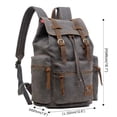 thumbnail image 2 of Mochila HuaChen Vintage de lona 18x32x20 cm con piel, 2 of 6