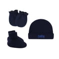 thumbnail image 1 of DPTALR 1 Set Baby Hat Solid Color Anti-Grabbing Cotton Gloves Hat Foot Cover Three-piece For Newborn, 1 of 1