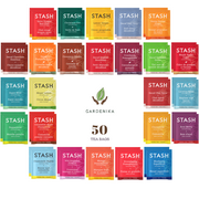 Stash Herbal and Decaf Tea Bag Pouch Sampler - Caffeine Free - 50 Ct, 25 Flavors