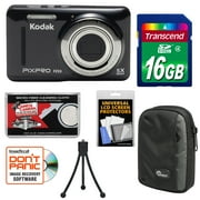 Angle View: KODAK PIXPRO Friendly Zoom FZ53 Digital Camera (Black) with 16GB Card + Case + Tripod + Kit