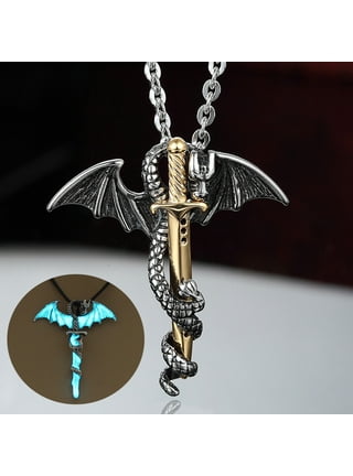 Mystical Blue Dragon with Clear Crystal Ball Pendant Necklace NK