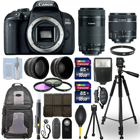 Canon EOS 800D DSLR Camera + 18-55mm STM + 55-250mm STM 4 Lens 32GB Valued (Best Dslr Under 800 Dollars)