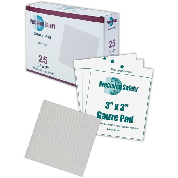 Magid Precision Safety 3x3 inch Sterile Cotton Gauze Pads, 25 Pack