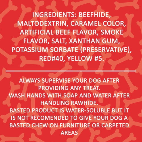 CANINE CHEWS 8-9" Beef Basted Large Rawhide Dog Bones | Retriever Roll Bones for Dog Treats | Canine Chews Beef Basted Rawhide Bones 25 Pack