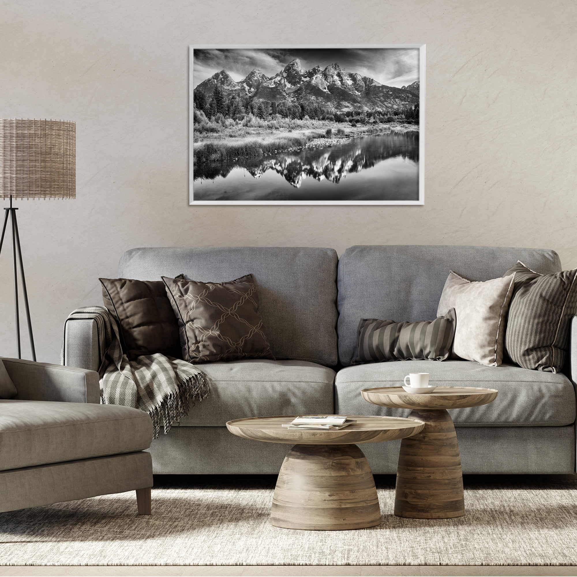 Stupell Industries Teton Mountain Reflections White Framed Giclee Art, design by Rick Berk