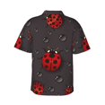 thumbnail image 3 of Balery Red Ladybugs Print Men's Hawaiian Shirts Short Sleeve Beach Shirt Relaxed Fit Vacation Button Down Shirts-Large, 3 of 9