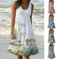 thumbnail image 5 of Casual Summer Dresses for Women Sundresses for Women 2024 Beach Casual Sleeveless Tshirt Dresses Round Neck Ruffle Smocked Midi Dress Cover Ups My Orders Placed Recently By Me, 5 of 6
