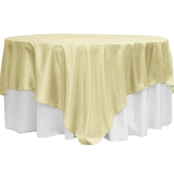 Taffeta Table Overlay Topper Approx. 90"x90" square seamless Square - Pastel Yellow, 1 Piece