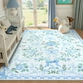 thumbnail image 2 of Wonnitar Floral 5'x 7' Area Rug for Nursery, Cute Bow Accent Rugs for Kids Room, Washable Non Slip Soft Low Pile for Bedroom, Playroom, Living Room, Vanity, Blue, 2 of 8