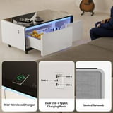 Smart Coffee Table, Living Room Table with Built in Fridge,15W Wireless Charging, USB Chargers and Speakers (White) - Walmart.com