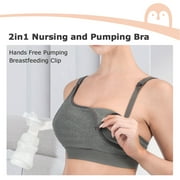 Momcozy Maternity Nursing Bra, Hands Free Pumping Bra, Maternity Breastfeeding Bras Suitable for Breastfeeding-Pumps, Gray Medium