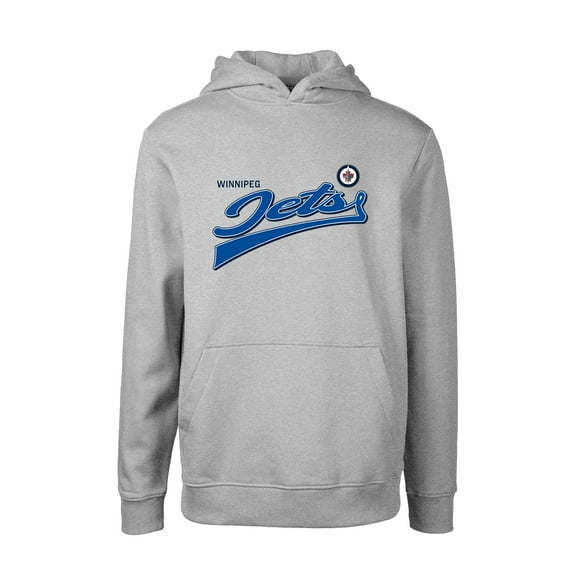Youth Levelwear Gray Winnipeg Jets Podium Retro Script Fleece Pullover Hoodie