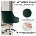 thumbnail image 5 of Velvet Office Swivel Chair, Vanity Fabric Desk Pretty Fancy Gold Office Chairs for Girls, 360°Swivel Height Adjustable Reception Chair (DarkGreen), 5 of 10