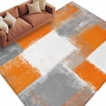 thumbnail image 2 of Orange Grey White Modern Area Rug 6x9 FT, Non Slip Living Room Throw Carpet, Abstract Art Oil Painting Washable Soft Large Floor Carpet Non-Shedding Rug for Bedroom Dining Room Play Room, 2 of 9