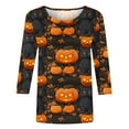thumbnail image 3 of Halloween Women's Shirts 3/4 Length Sleeve Blouses Pullover Colorful Witch Ghost Pumpkin Printed T Shirt Crewneck Tunic Tops Casual Halloween Costumes, 3 of 5