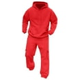 thumbnail image 5 of Havenre Men's Tracksuit 2 Piece Hoodie Sweatsuit Sets Casual Drawstring Long Sleeve Hooded Sweatshirts and Elastic Waist Sweatpants Trendy Cozy Jogging Athletic Suits with Multi-Pockets Red M, 5 of 6