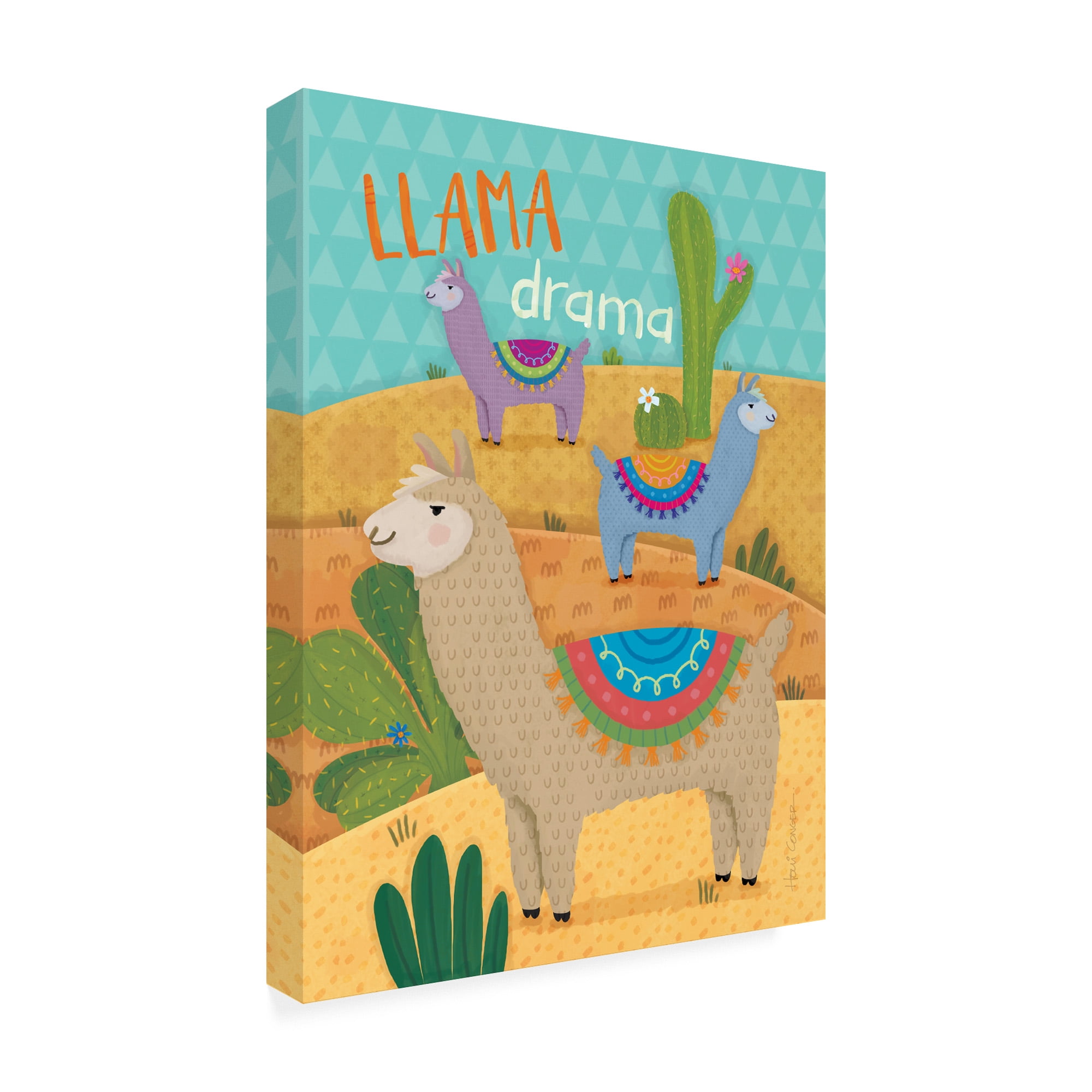 Trademark Fine Art 'Llama Drama motif 2' Canvas Art by Holli Conger