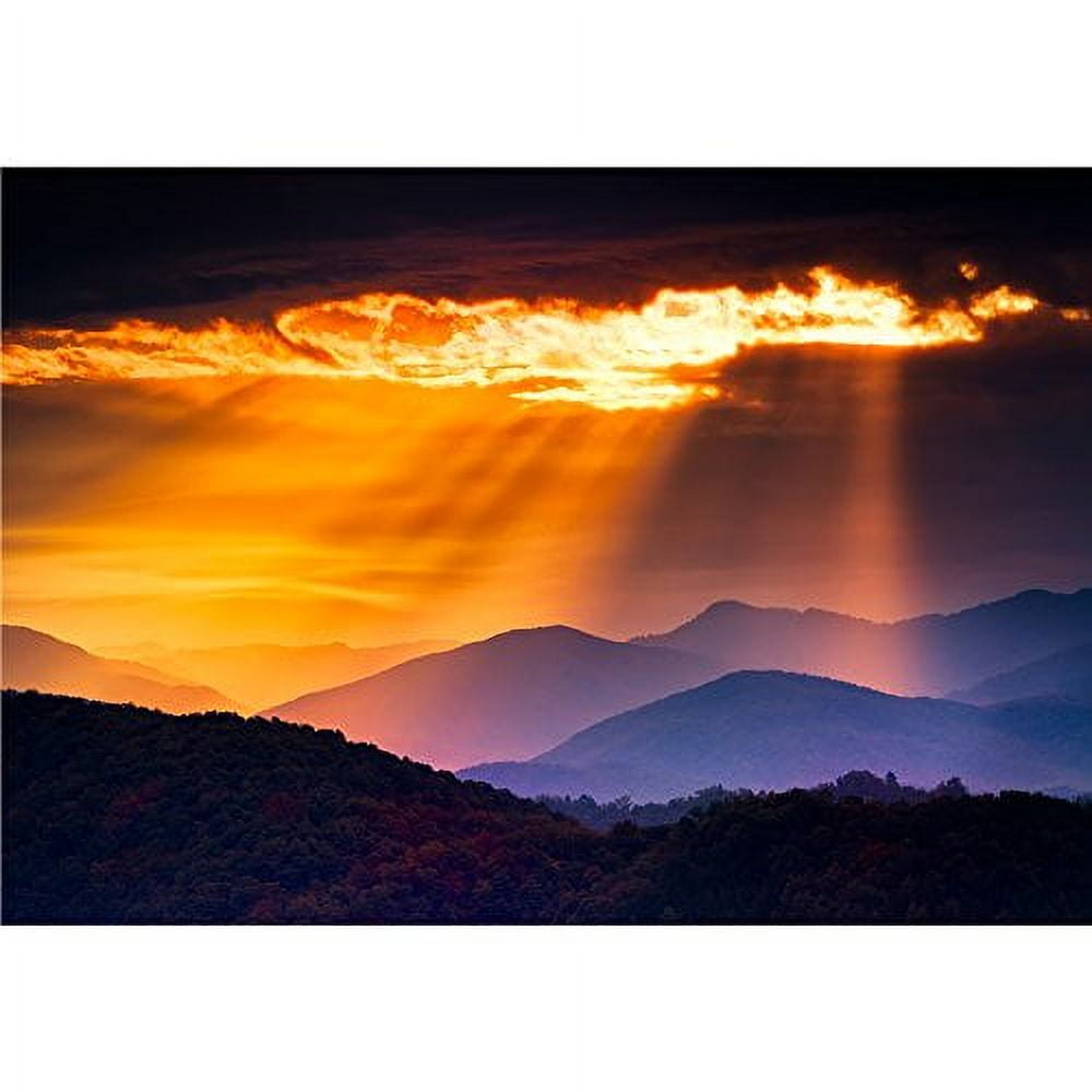 wall26 - Colorful Autumn Sunrise Over The Smoky Mountains - Removable Wall Mural | Self-Adhesive Large Wallpaper - 100x144 inches