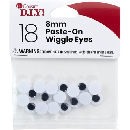 CousinDIY Paste-On Wiggle Eyes 8mm 18/Pkg-Black