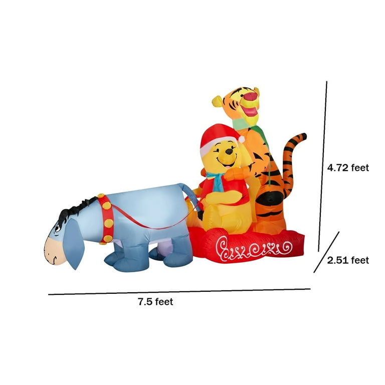 Disney Christmas Inflatable Eeyore Pulling Pooh and Tigger on Sled