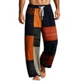 thumbnail image 2 of SGFCWSX Mens Harem Pants Patchwork Elastic Waist Drawstring Loose Boho Hippie Beach Casual Pants Multicolor Size L, 2 of 5