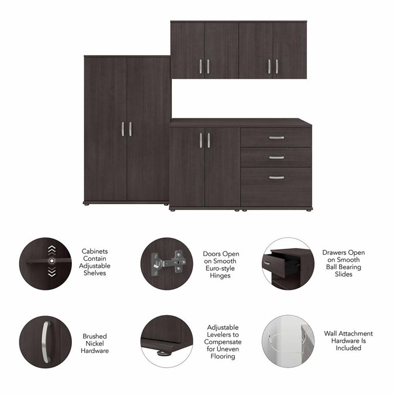 Universal Closet Organizer with Drawers in Storm Gray - Engineered Wood