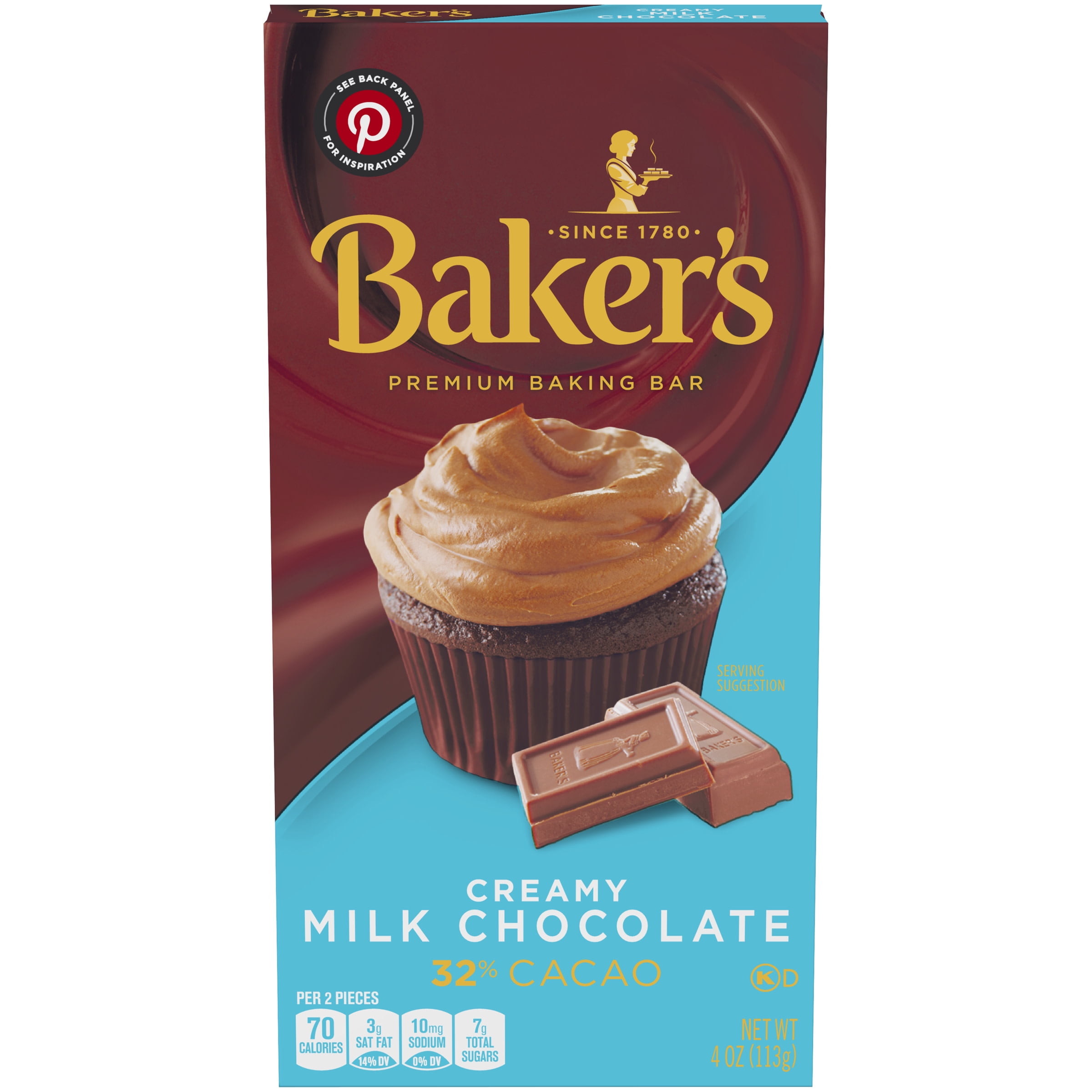 Baker's Creamy Milk Chocolate Premium Baking Bar with 32 Cacao, 4 oz