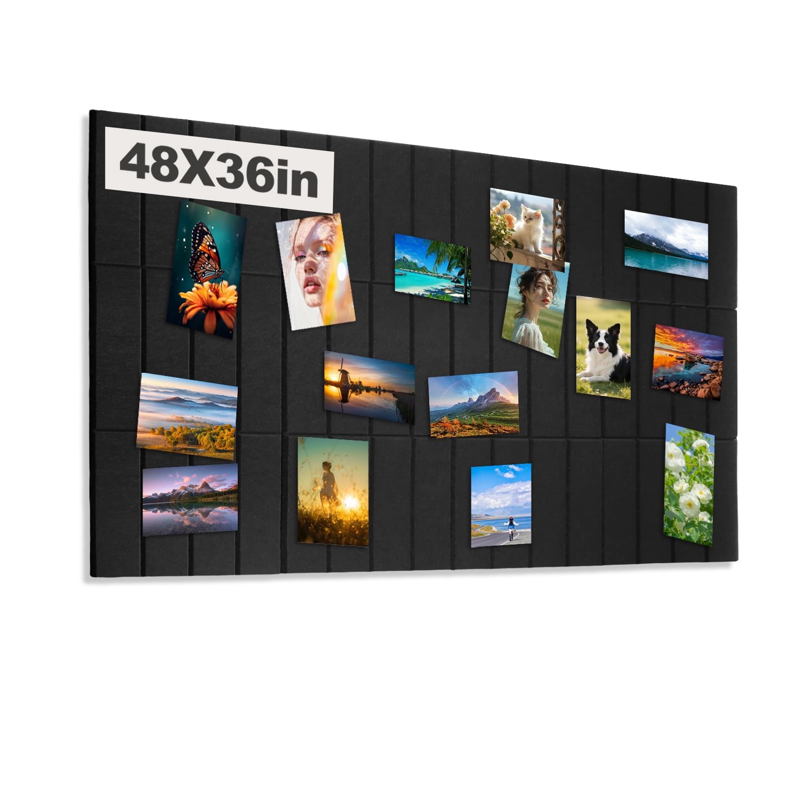 12-inch Cork Board, 12-Piece Self-Adhesive Felt Bulletin Board Tiles, Office & Home Decor Message Board, Sound-Absorbing Cork Panel Effectively Reduces Echo & Noise, Black