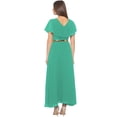 thumbnail image 3 of eloria Women's Georgette Frilled Design V Neck Sleevless Party Long Maxi Dress, Color : Sea Green | Size : XXL, 3 of 5