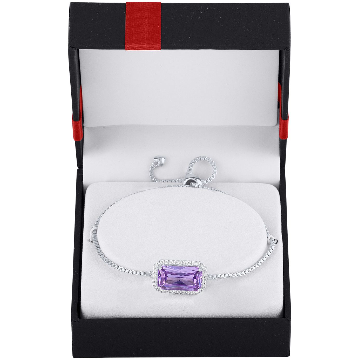 Believe by Brilliance Sterling Silver Plated Simulated Ruby and CZ Heart Adjustable Bracelet