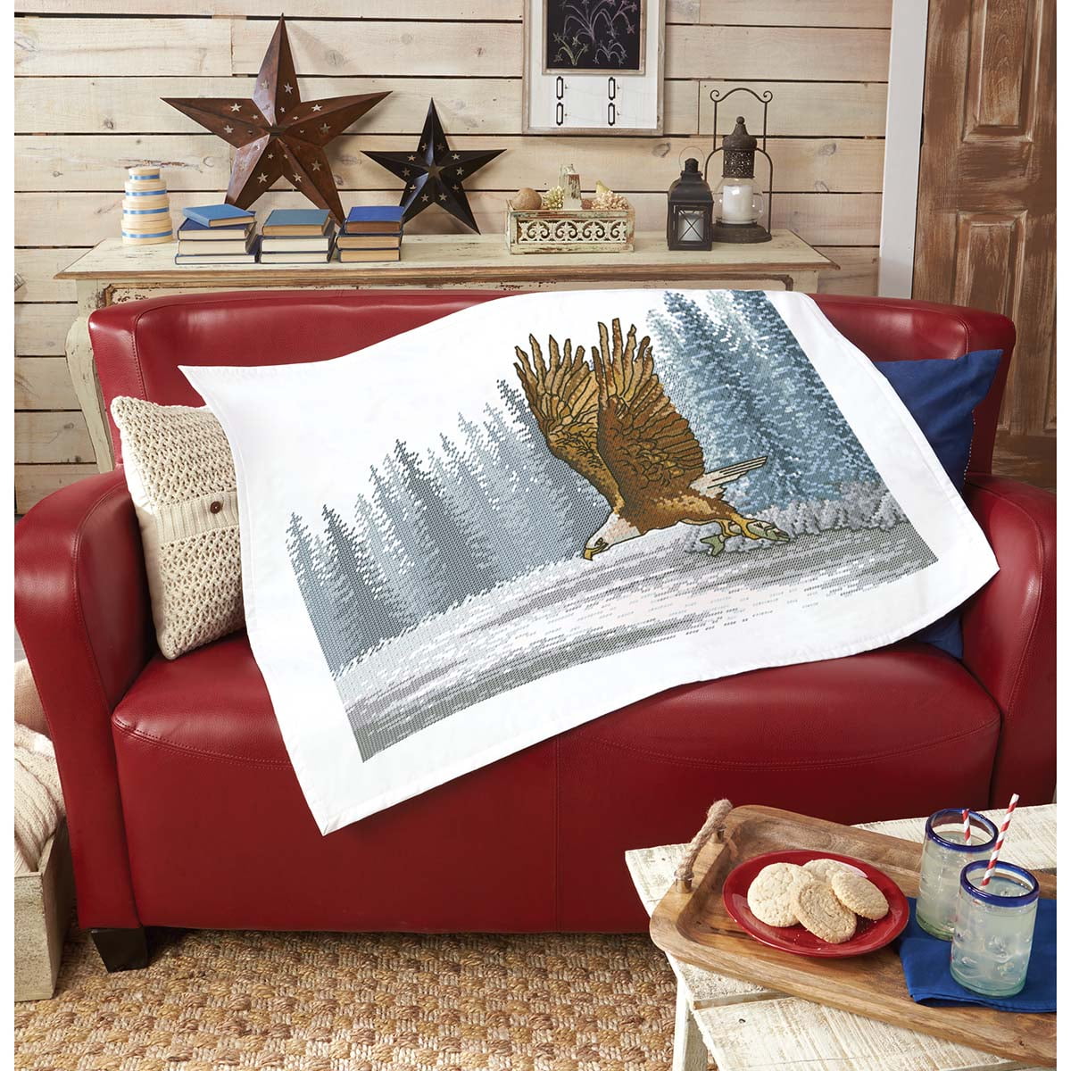 Herrschners® Eagle's Flight Lap Quilt Top Stamped CrossStitch Kit