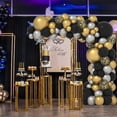 thumbnail image 2 of Kit de arco de globos negros y dorados, 125 piezas de globos negros plateados y dorados metálicos, guirnalda de globos negros y dorados de 5/12/18 pulgadas para fiesta de cumpleaños, boda, 2 of 5